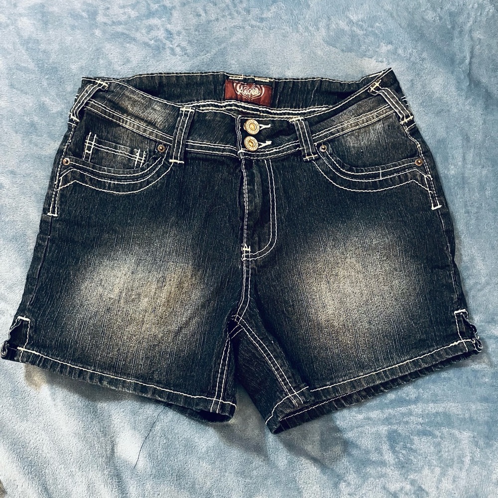 Angels Distressed BLUE Jean Shorts Sz 10